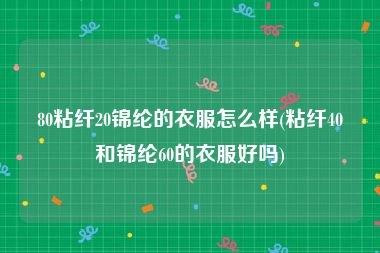 80粘纤20锦纶的衣服怎么样(粘纤40和锦纶60的衣服好吗)