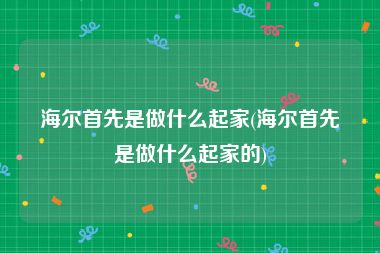 海尔首先是做什么起家(海尔首先是做什么起家的)