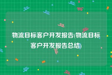 物流目标客户开发报告(物流目标客户开发报告总结)
