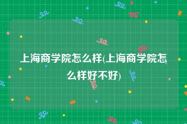 上海商学院怎么样(上海商学院怎么样好不好)