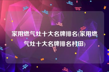 家用燃气灶十大名牌排名(家用燃气灶十大名牌排名村田)