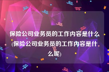 保险公司业务员的工作内容是什么(保险公司业务员的工作内容是什么呢)