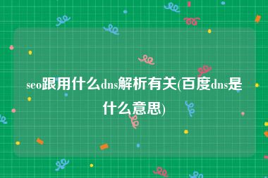 seo跟用什么dns解析有关(百度dns是什么意思)