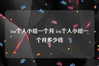 icu个人小结一个月 icu个人小结一个月多少钱