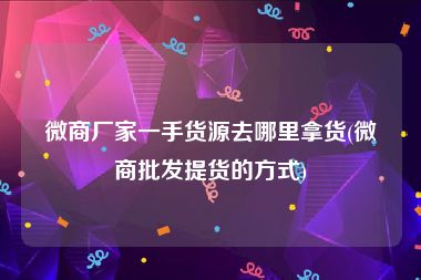 微商厂家一手货源去哪里拿货(微商批发提货的方式)