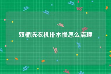 双桶洗衣机排水慢怎么清理