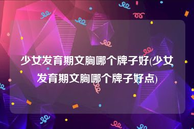 少女发育期文胸哪个牌子好(少女发育期文胸哪个牌子好点)