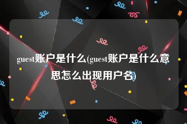 guest账户是什么(guest账户是什么意思怎么出现用户名)