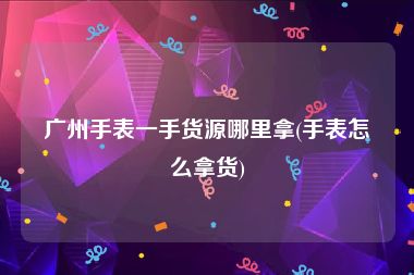 广州手表一手货源哪里拿(手表怎么拿货)