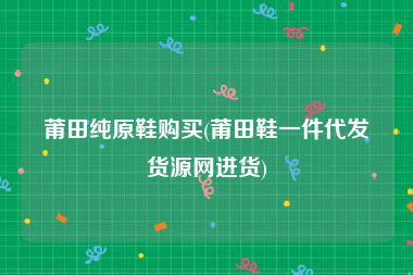 莆田纯原鞋购买(莆田鞋一件代发货源网进货)