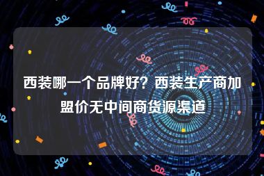 西装哪一个品牌好？西装生产商加盟价无中间商货源渠道
