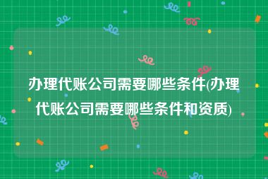 办理代账公司需要哪些条件(办理代账公司需要哪些条件和资质)