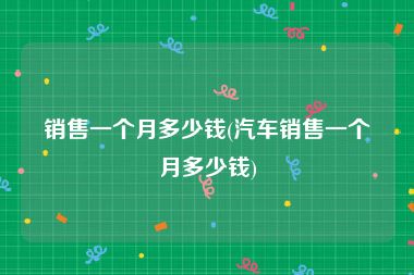 销售一个月多少钱(汽车销售一个月多少钱)