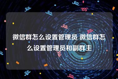 微信群怎么设置管理员 微信群怎么设置管理员和副群主