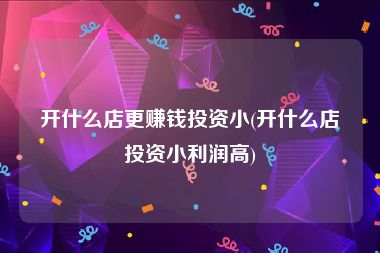 开什么店更赚钱投资小(开什么店投资小利润高)