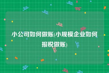 小公司如何做账(小规模企业如何报税做账)