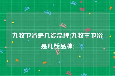 九牧卫浴是几线品牌(九牧王卫浴是几线品牌)
