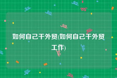 如何自己干外贸(如何自己干外贸工作)