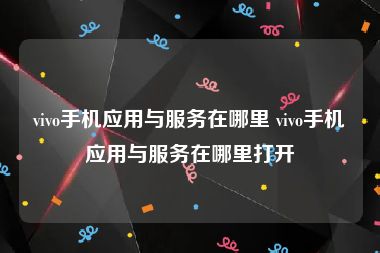 vivo手机应用与服务在哪里 vivo手机应用与服务在哪里打开