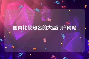 国内比较知名的大型门户网站
