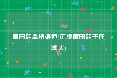 莆田鞋拿货渠道(正版莆田鞋子在哪买)