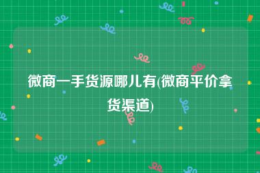 微商一手货源哪儿有(微商平价拿货渠道)