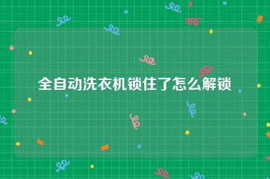 全自动洗衣机锁住了怎么解锁