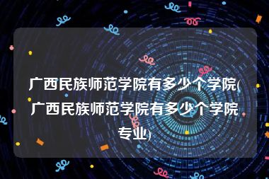 广西民族师范学院有多少个学院(广西民族师范学院有多少个学院专业)