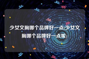 少女文胸哪个品牌好一点(少女文胸哪个品牌好一点呢)
