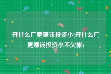开什么厂更赚钱投资小(开什么厂更赚钱投资小不欠帐)