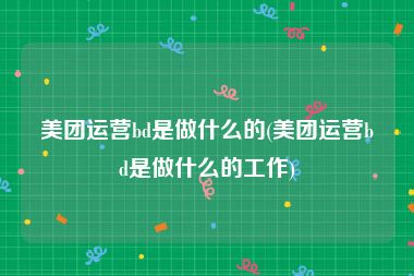 美团运营bd是做什么的(美团运营bd是做什么的工作)