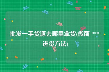 批发一手货源去哪里拿货(微商 *** 进货方法)