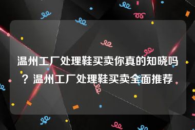温州工厂处理鞋买卖你真的知晓吗？温州工厂处理鞋买卖全面推荐