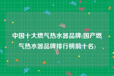 中国十大燃气热水器品牌(国产燃气热水器品牌排行榜前十名)