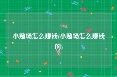 小赌场怎么赚钱(小赌场怎么赚钱的)
