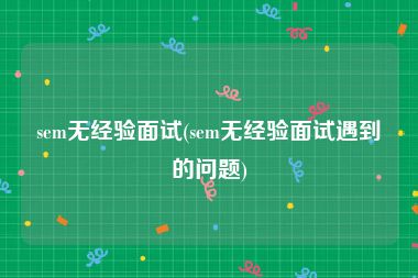 sem无经验面试(sem无经验面试遇到的问题)
