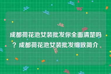 成都荷花池女装批发你全面清楚吗？成都荷花池女装批发细致简介