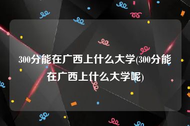 300分能在广西上什么大学(300分能在广西上什么大学呢)