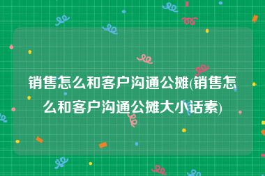 销售怎么和客户沟通公摊(销售怎么和客户沟通公摊大小话素)