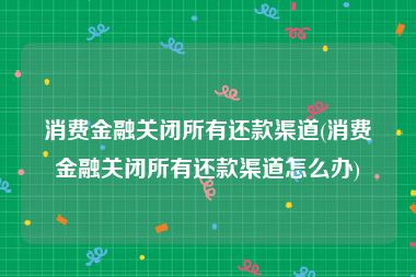 消费金融关闭所有还款渠道(消费金融关闭所有还款渠道怎么办)