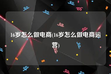 16岁怎么做电商(16岁怎么做电商运营)