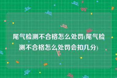 尾气检测不合格怎么处罚(尾气检测不合格怎么处罚会扣几分)