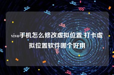 vivo手机怎么修改虚拟位置 打卡虚拟位置软件哪个好用