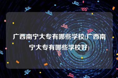 广西南宁大专有哪些学校(广西南宁大专有哪些学校好)