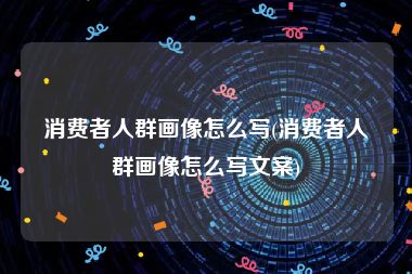 消费者人群画像怎么写(消费者人群画像怎么写文案)