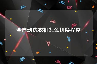 全自动洗衣机怎么切换程序