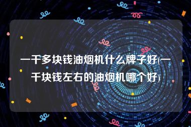 一千多块钱油烟机什么牌子好(一千块钱左右的油烟机哪个好)