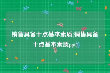 销售具备十点基本素质(销售具备十点基本素质ppt)