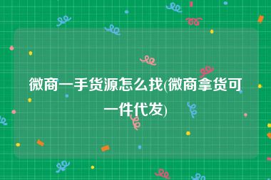 微商一手货源怎么找(微商拿货可一件代发)