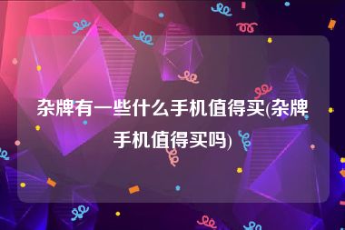 杂牌有一些什么手机值得买(杂牌手机值得买吗)